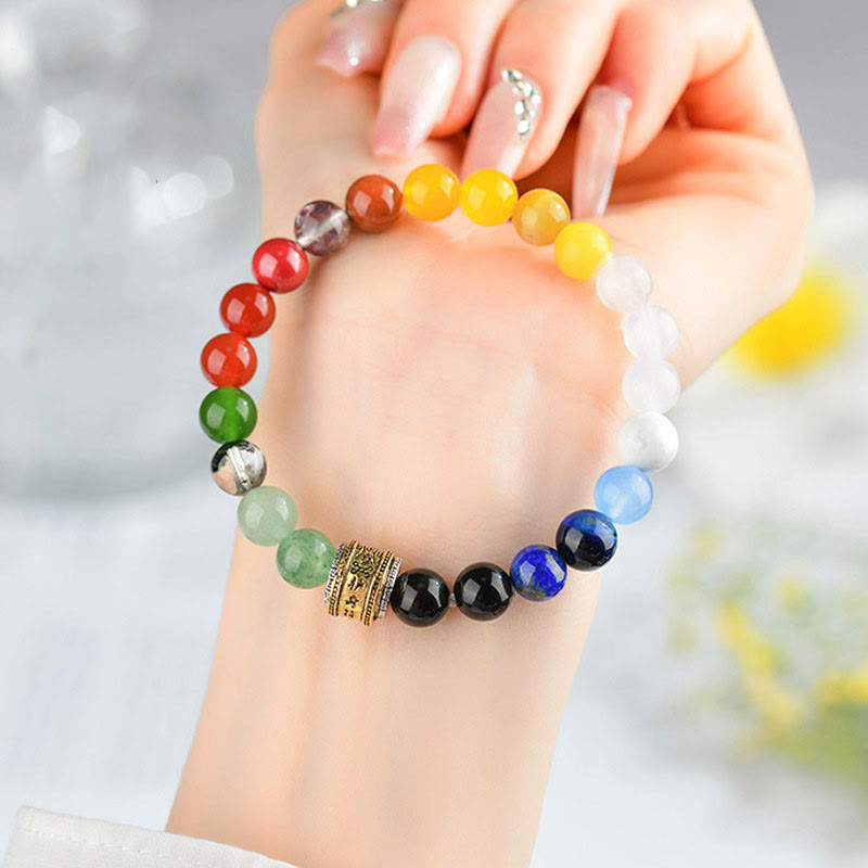 8mm Five Elements Luck Bracelet with Various Agate & Obsidian Beads