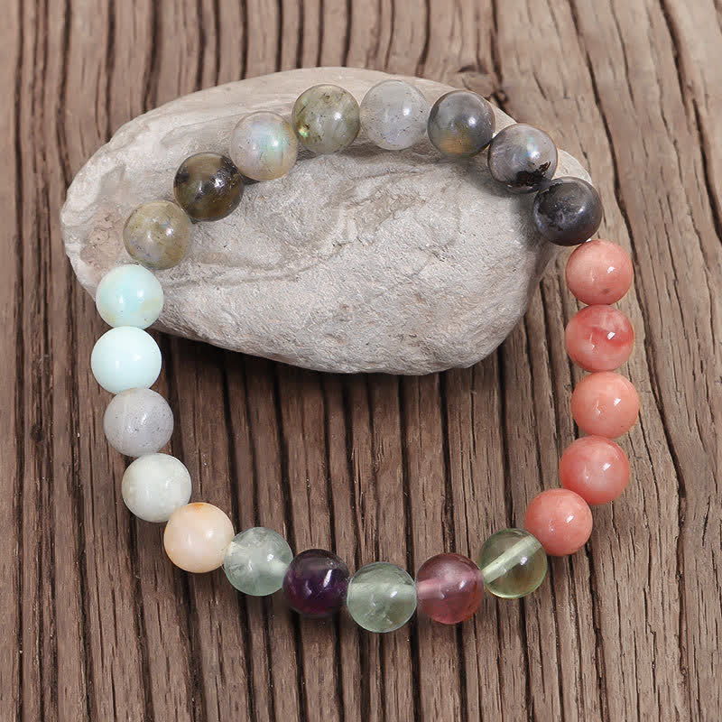 8mm Fluorite Black Glitter Protection Mala Bracelet