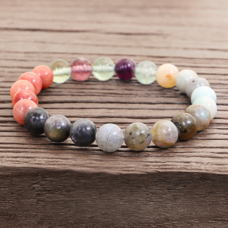 8mm Fluorite Black Glitter Protection Mala Bracelet