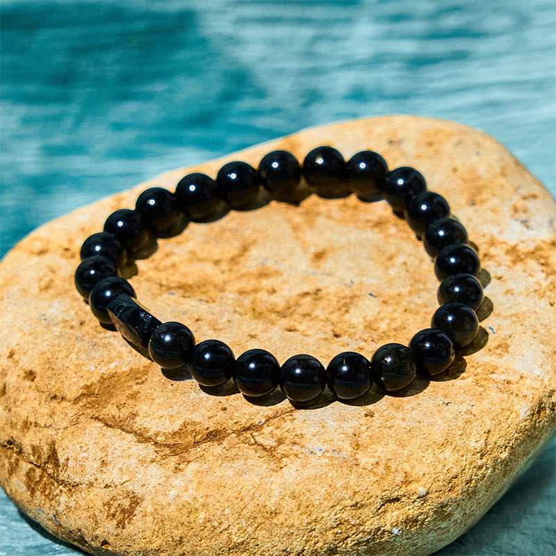 8mm Gold Sheen Obsidian Black Tourmaline Protection Bracelet