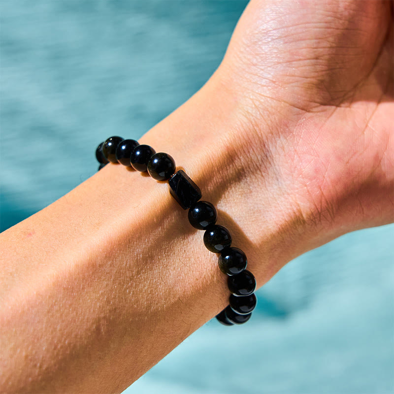 8mm Gold Sheen Obsidian Black Tourmaline Protection Bracelet