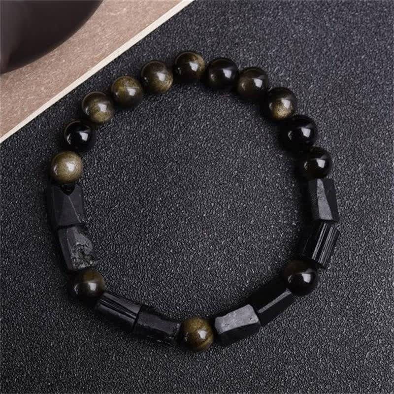 8mm Gold Sheen Obsidian Wealth Bracelet Protection
