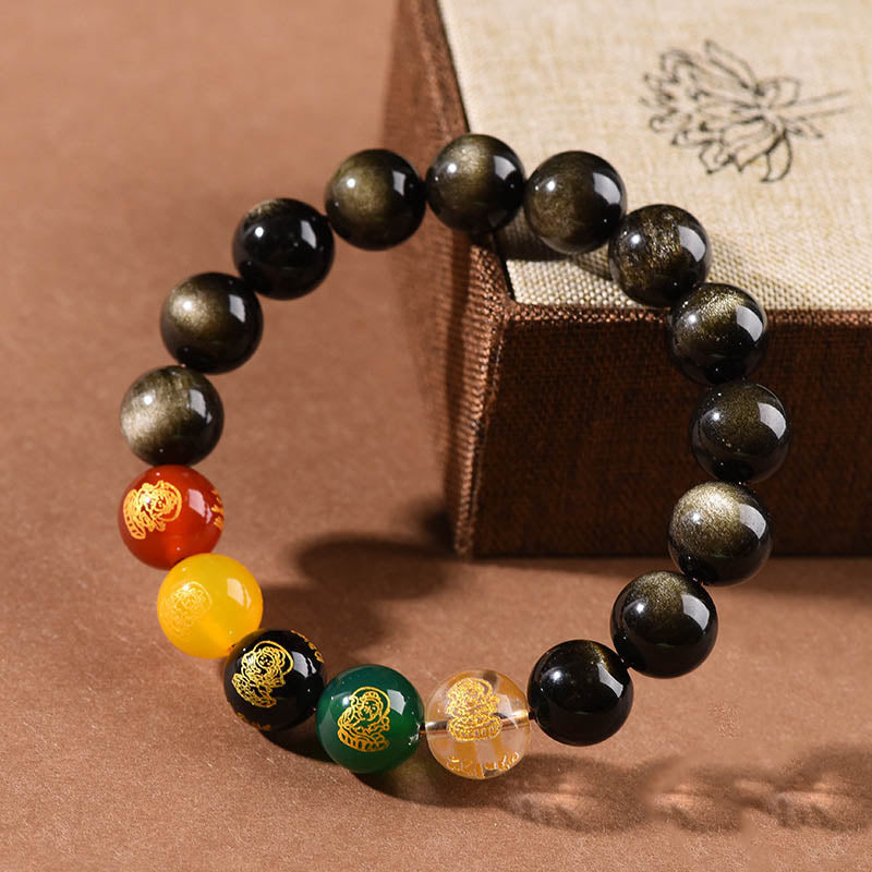 8mm Gold Sheen Obsidian Wealth Bracelet for Protection