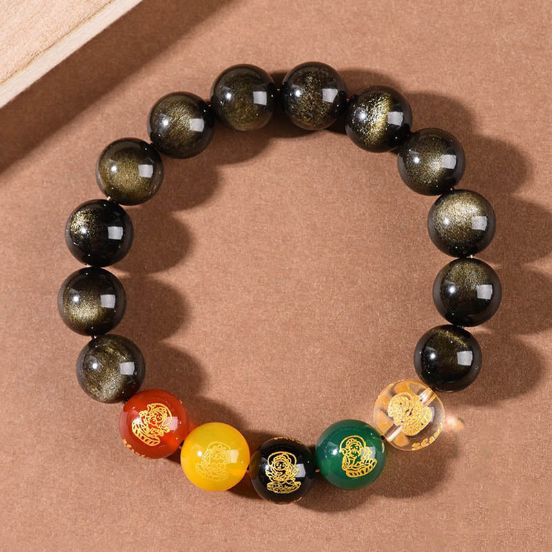 8mm Gold Sheen Obsidian Wealth Bracelet for Protection