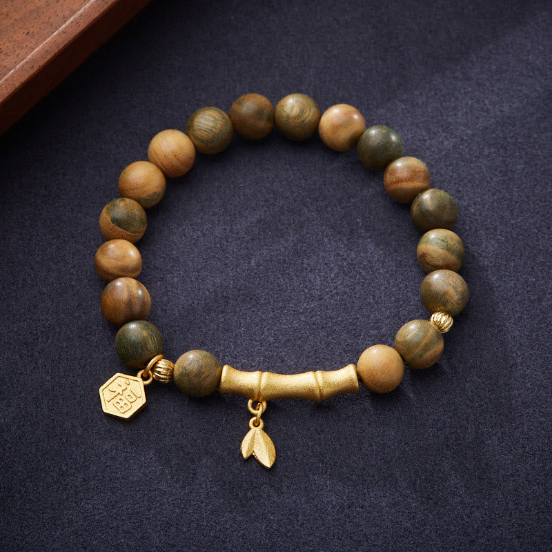 8mm Green Sandalwood Fu Character Soothing Bracelet
