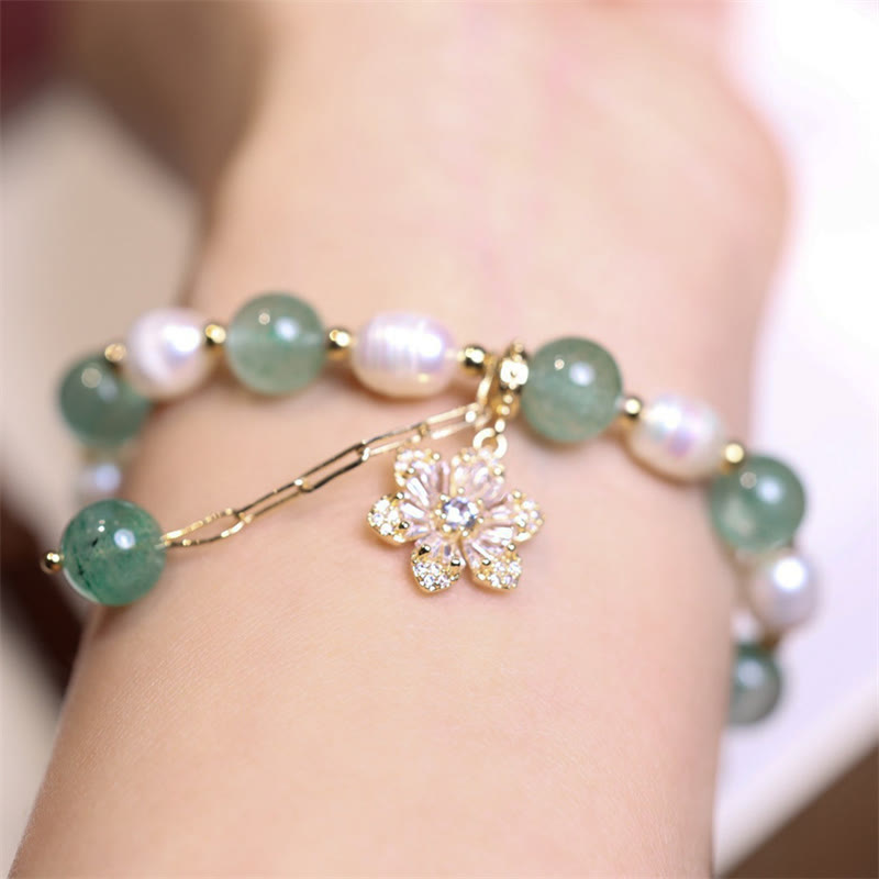8mm Green Strawberry Quartz Love Bracelet for Calm & Healing