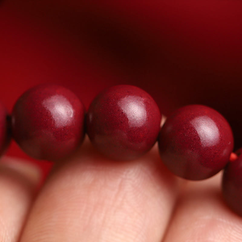8mm Hetian Jade Blessing Bracelet with Cinnabar Koi Fish