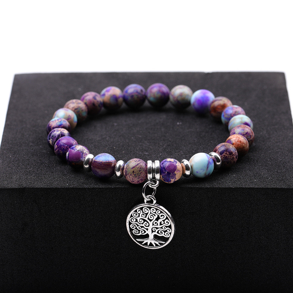 8mm Imperial Jasper Tree of Life Bracelet for Healing