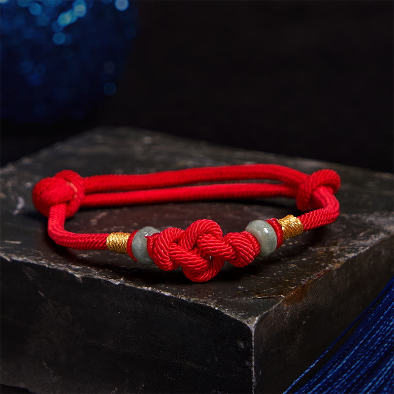 8mm Jade Luck Fortune Knot Red String Bracelet