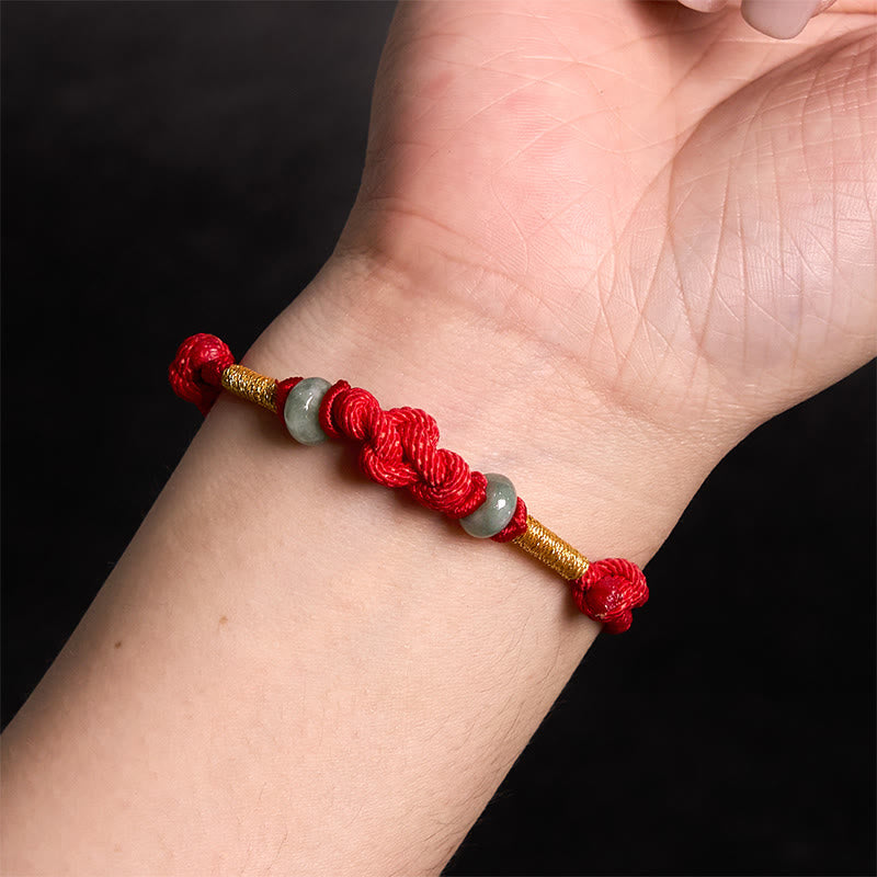 8mm Jade Luck Fortune Knot Red String Bracelet