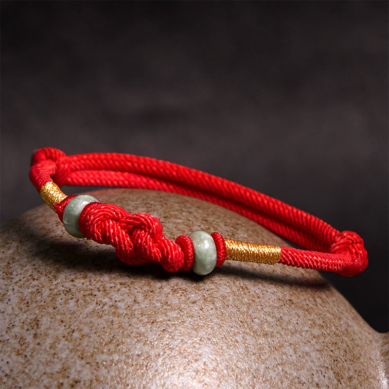 8mm Jade Luck Fortune Knot Red String Bracelet