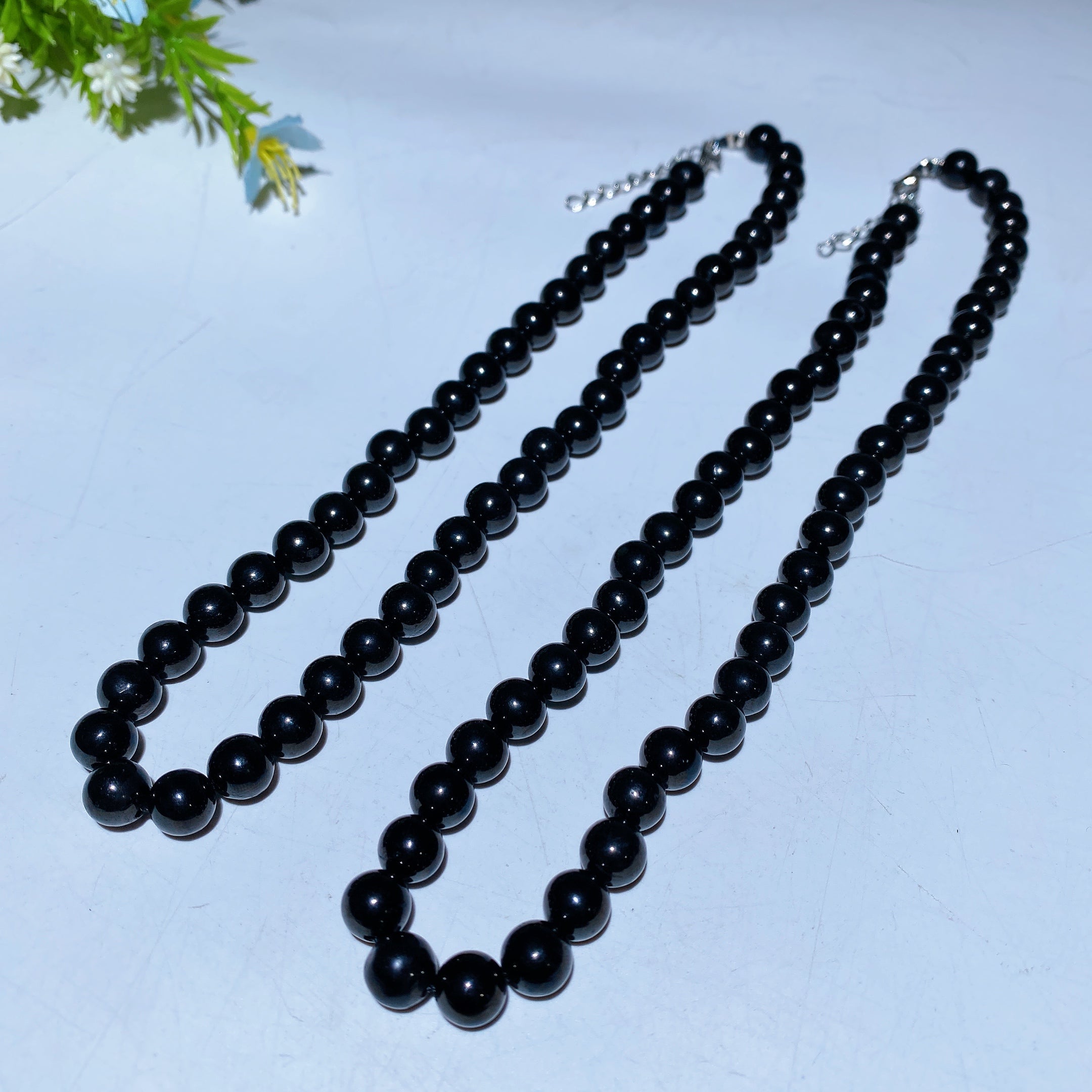 8mm Jet Beads Crystal Healing Necklace 35cm or 45cm