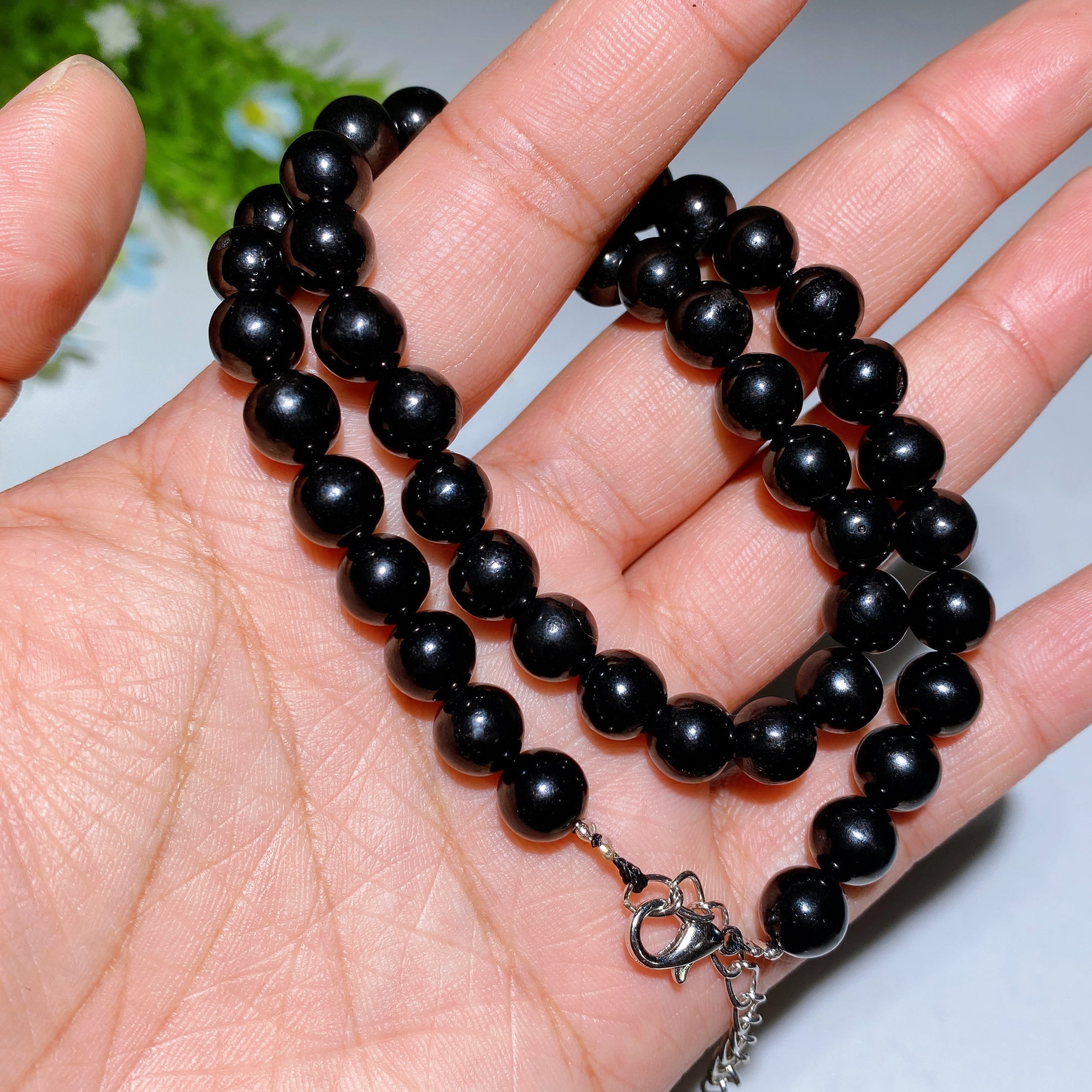 8mm Jet Beads Crystal Healing Necklace 35cm or 45cm