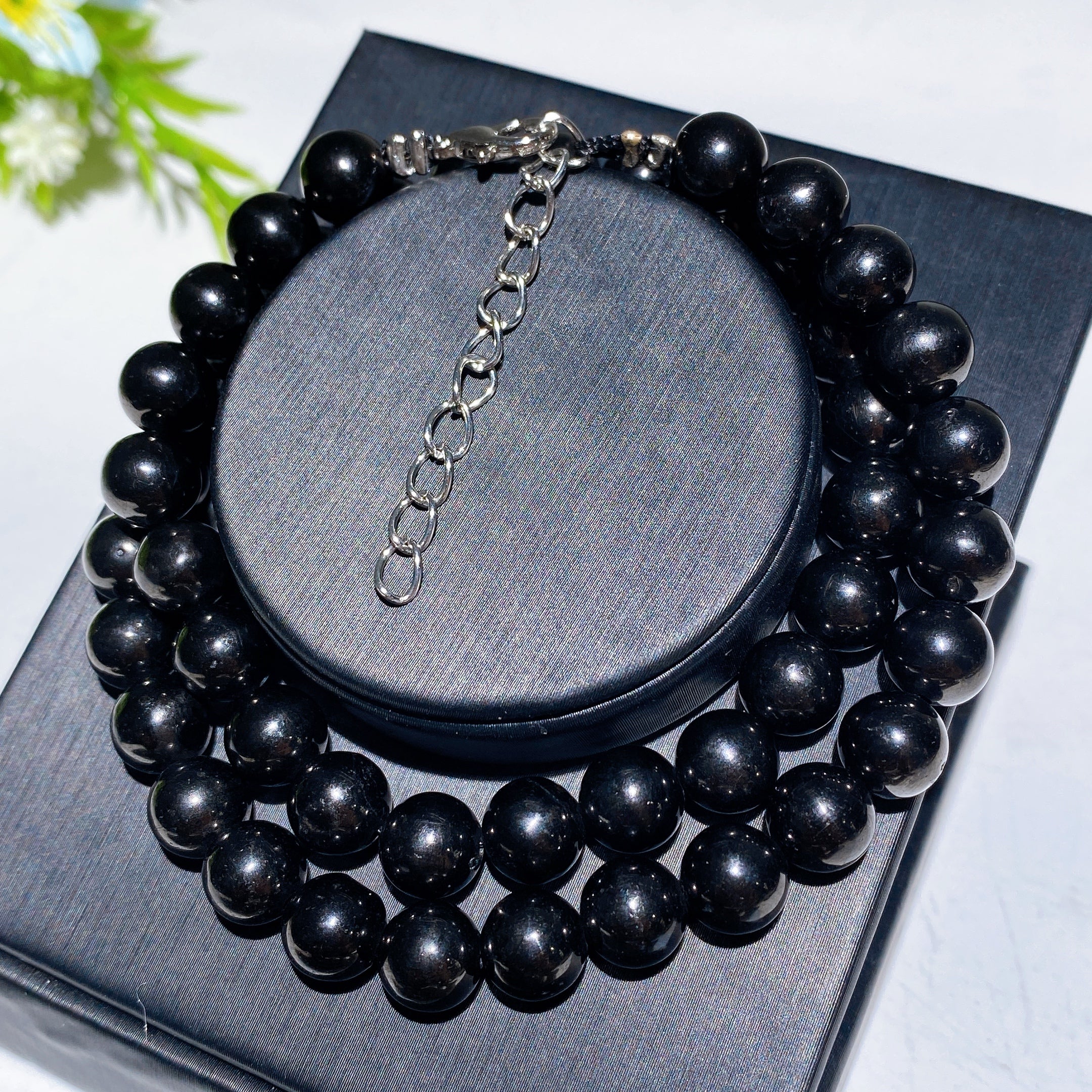 8mm Jet Beads Crystal Healing Necklace 35cm or 45cm