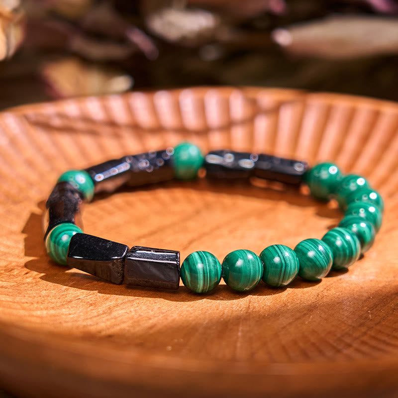 8mm Malachite Black Tourmaline Bracelet for Protection | Healing