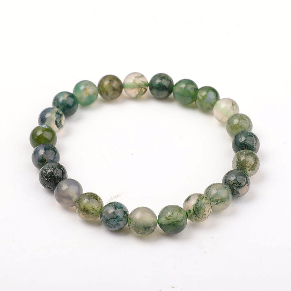 8mm Moss Agate Gemstone Bracelet