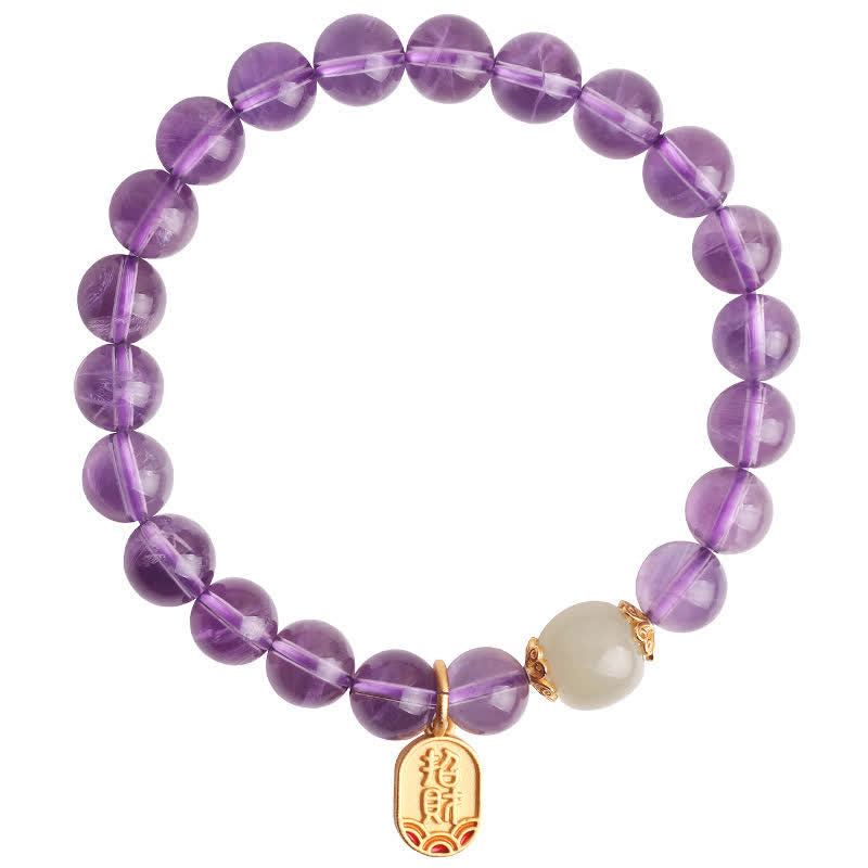 8mm Natural Amethyst Healing Charm Bracelet for Inner Peace