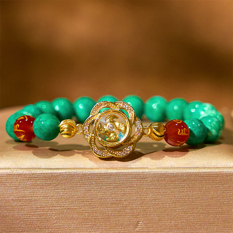 8mm Natural Jade Prosperity Bracelet with Om Mani Padme Hum Mantra