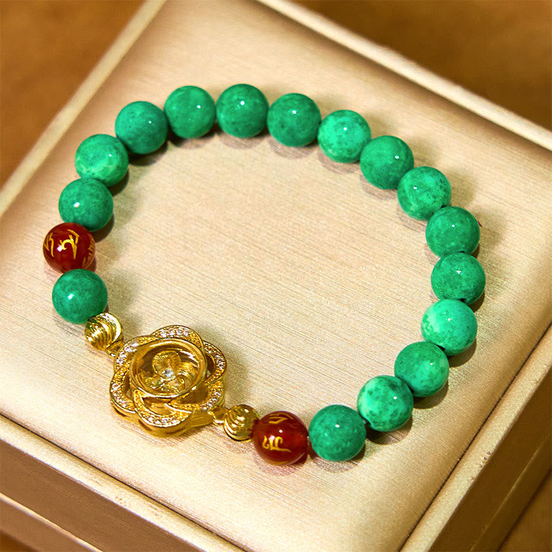 8mm Natural Jade Prosperity Bracelet with Om Mani Padme Hum Mantra