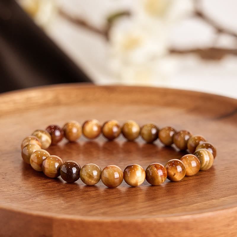 8mm Orange Tiger Eye Strength Bracelet for Focus & Protection
