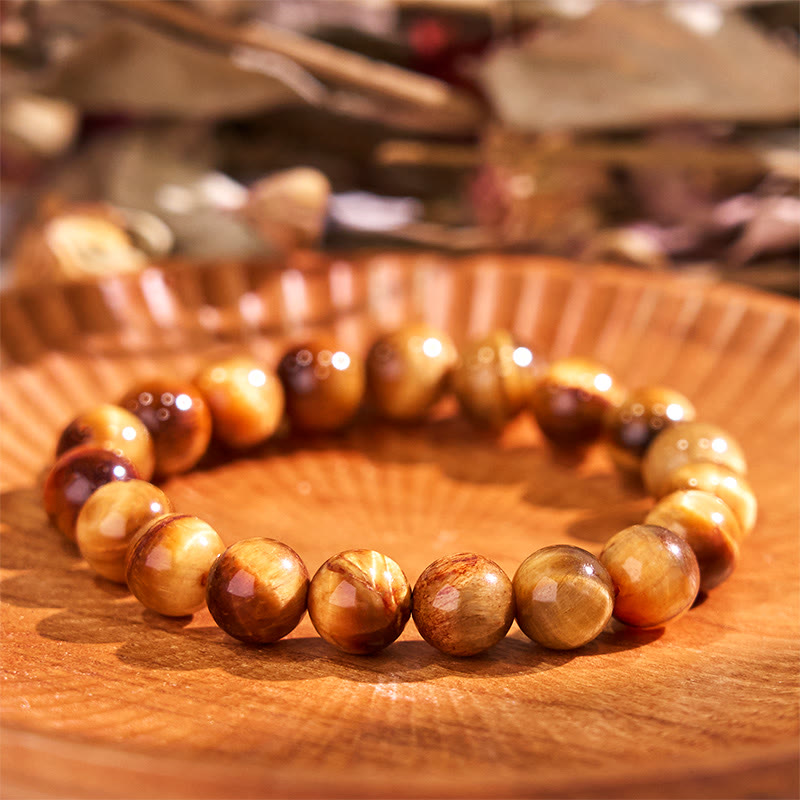8mm Orange Tiger Eye Strength Bracelet for Focus & Protection