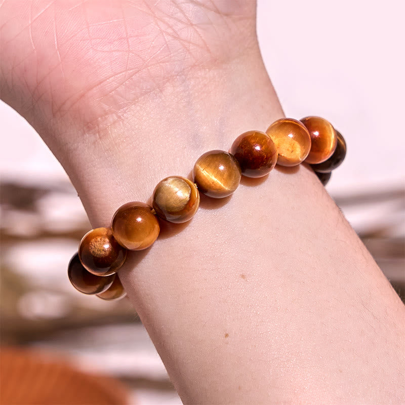 8mm Orange Tiger Eye Strength Bracelet for Focus & Protection