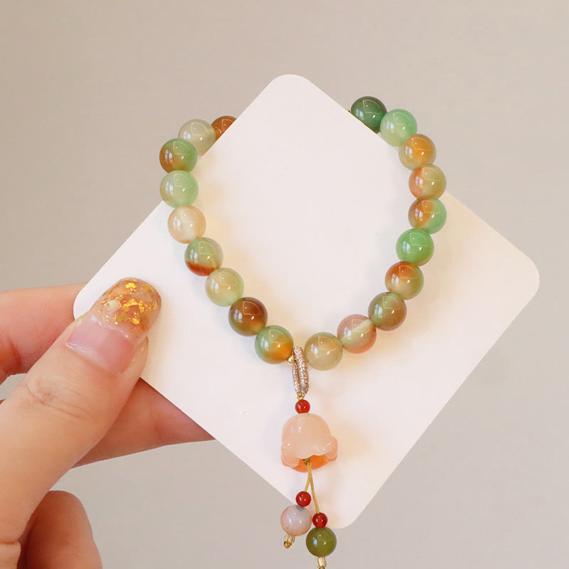 8mm Peacock Agate Butterfly Peace Buckle Bracelet