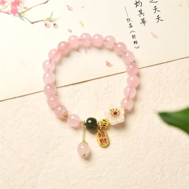 8mm Pink Crystal Rose Quartz Love Bracelet for Soothing Warmth