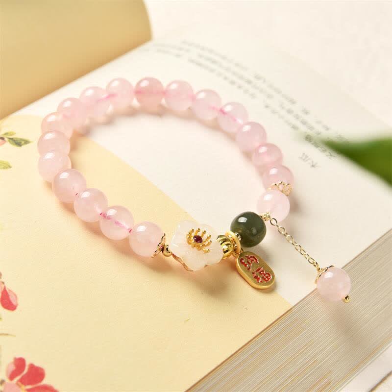 8mm Pink Crystal Rose Quartz Love Bracelet for Soothing Warmth
