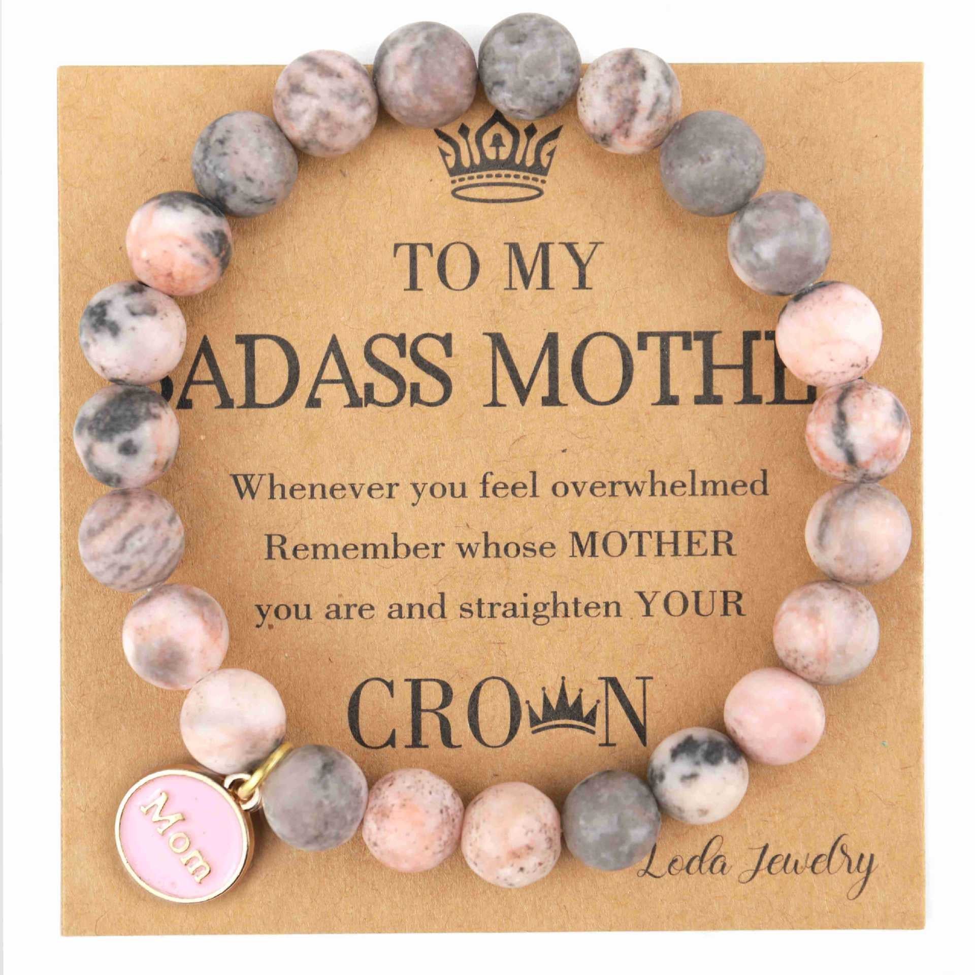 8mm Pink Zebra Jasper Agate Healing Bracelet for Mom