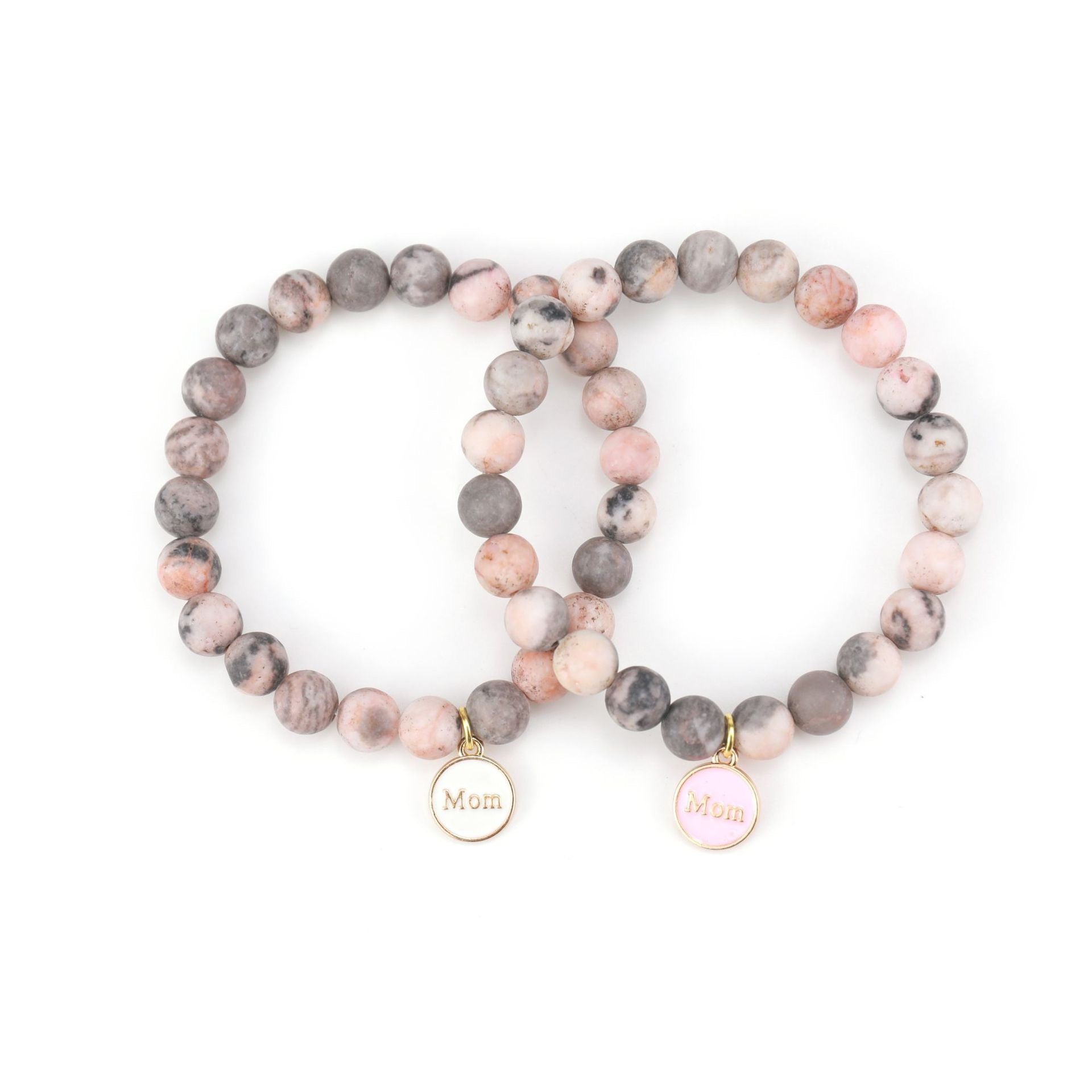 8mm Pink Zebra Jasper Agate Healing Bracelet for Mom