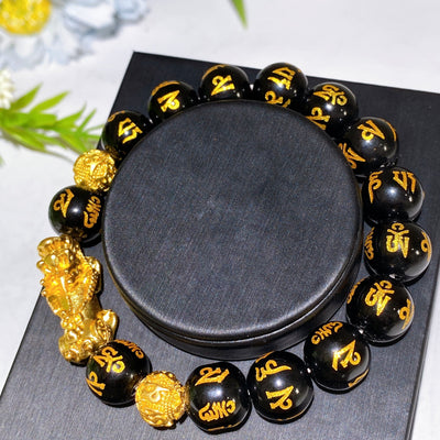 8mm Pixiu Crystal Bracelet with Gold Decor for Prosperity