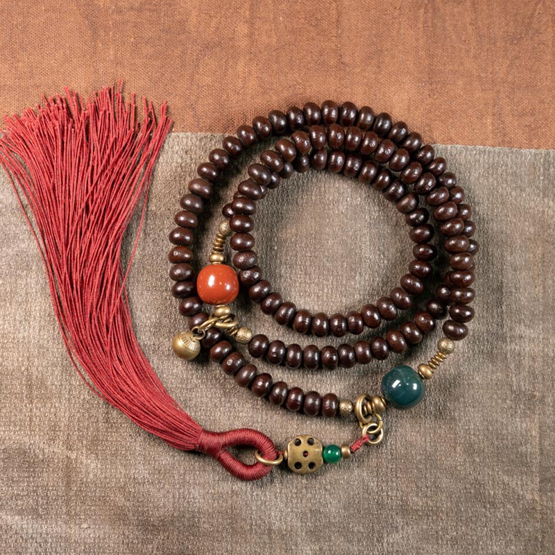 8mm Purple Bodhi Seed Mala Bracelet for Auspiciousness