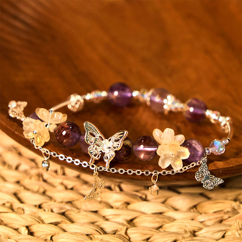 8mm Purple Phantom Amethyst Wisdom Bracelet for Women