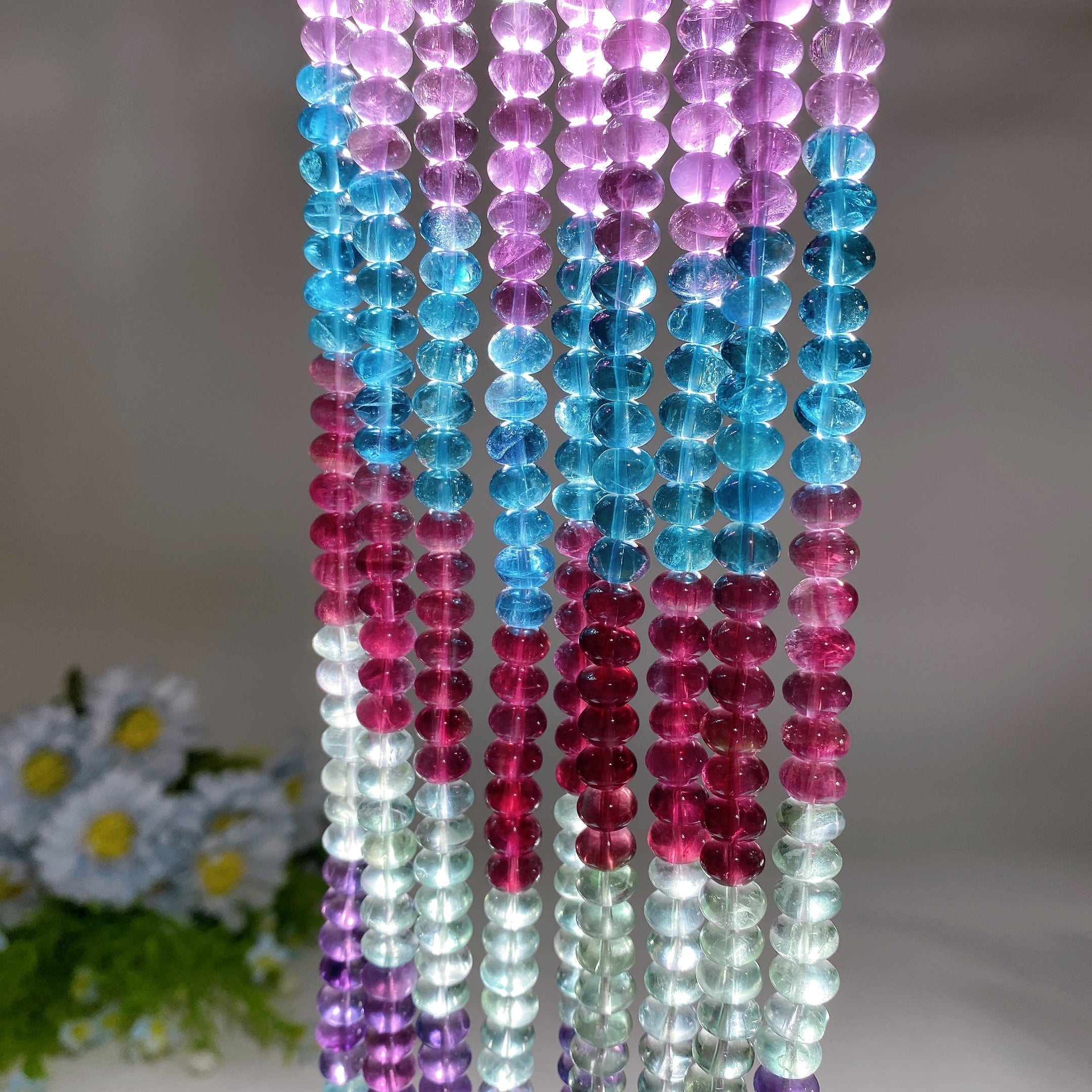 8mm Rainbow Fluorite Crystal Beads for Jewelry Crafts