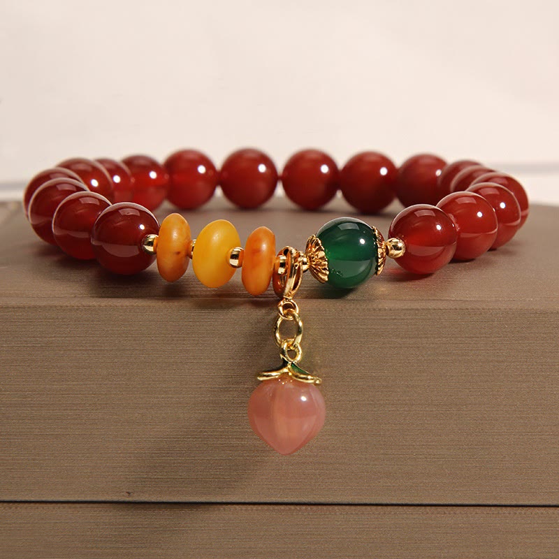 8mm Red Agate Amber Peach Charm Self-Acceptance Bracelet