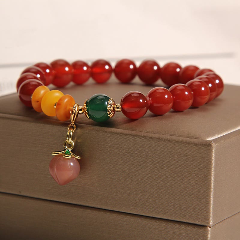 8mm Red Agate Amber Peach Charm Self-Acceptance Bracelet