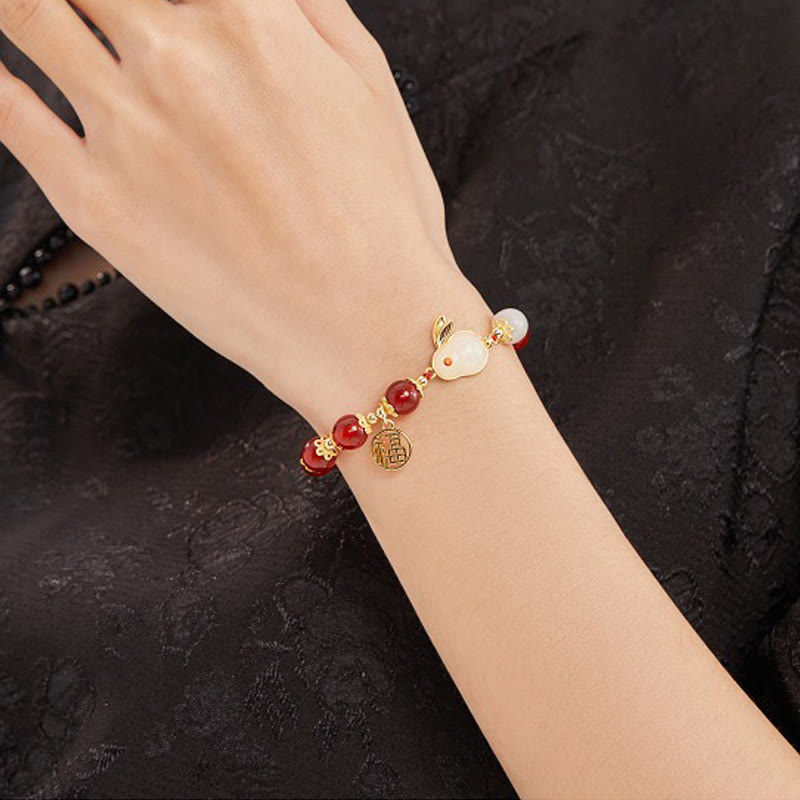 8mm Red Agate Fu Character Confidence Bracelet