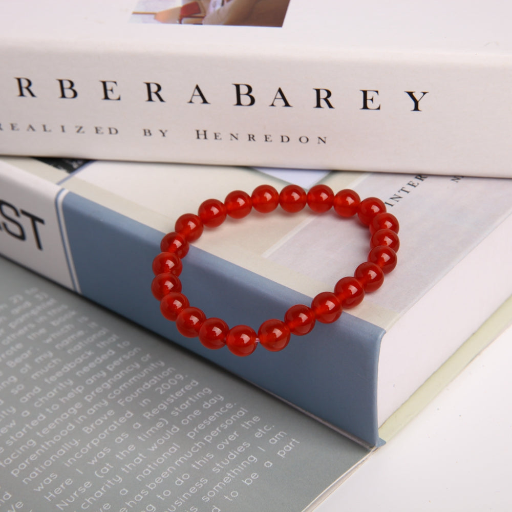 8mm Red Chalcedony Agate Bracelet for Emotional Support & Healing