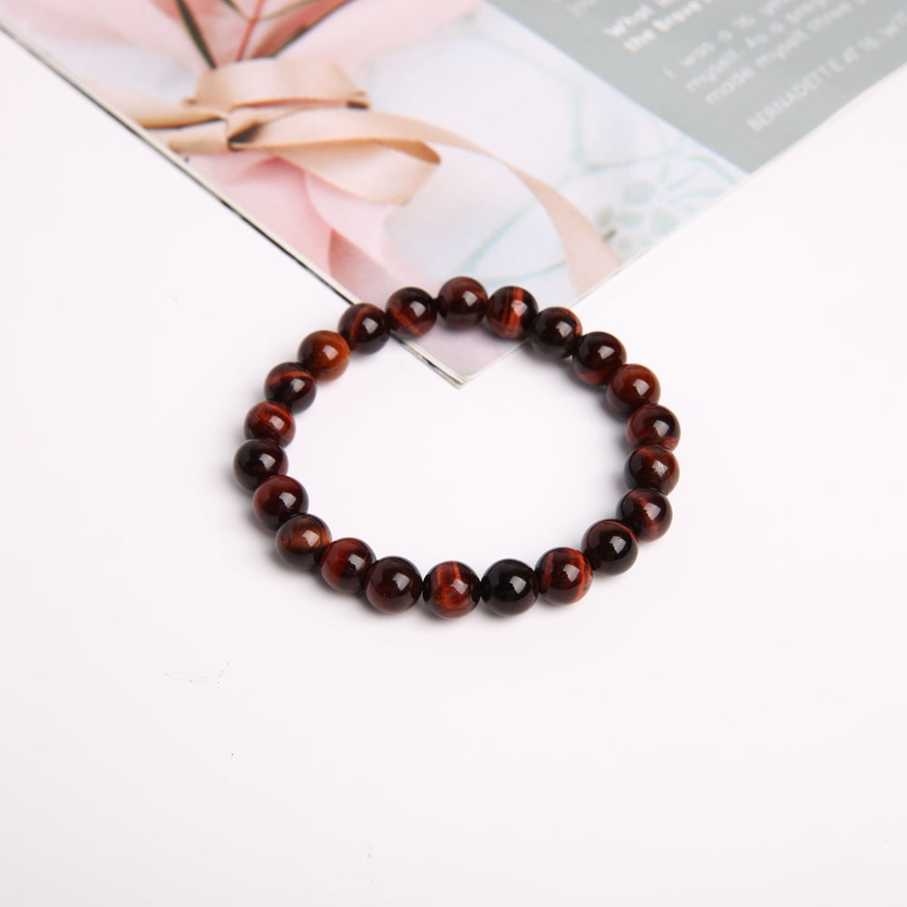 8mm Red Tiger Eye Crystal Protection Bracelet for Grounding