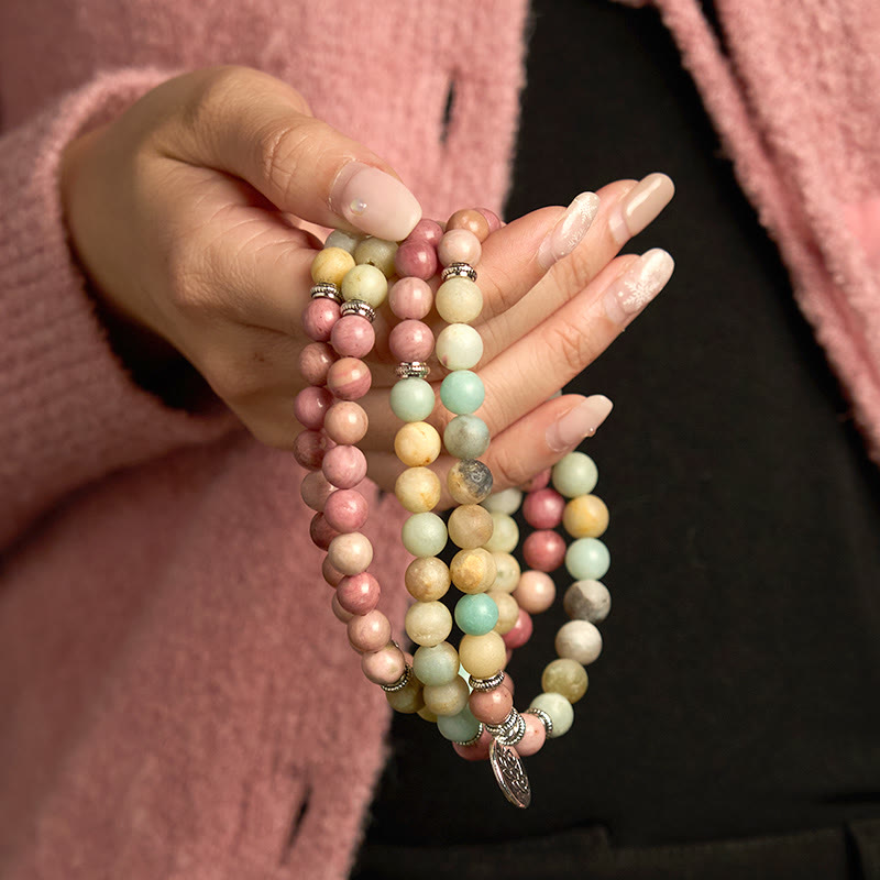 8mm Rhodonite Amazonite 108 Beads Compassion Mala Bracelet
