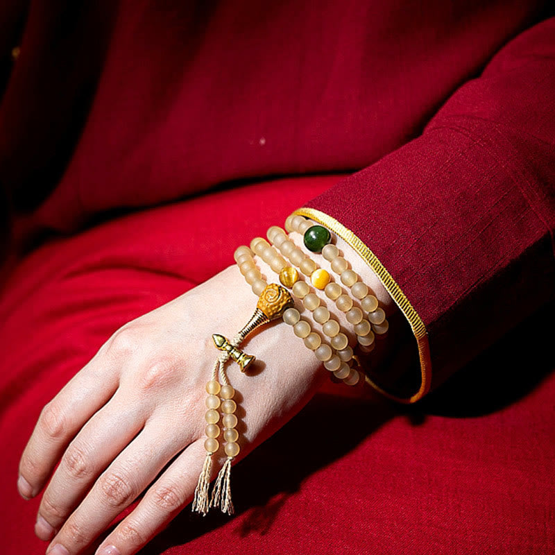 8mm Sheep Horn Chinese Zodiac Bracelet for Wealth & Protection