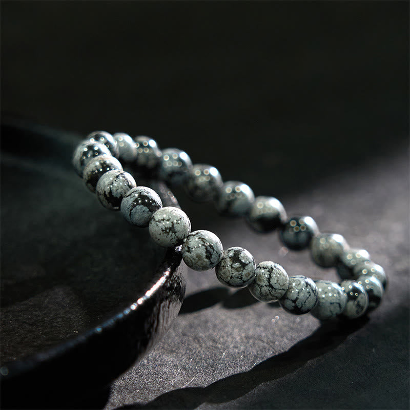8mm Snowflake Obsidian Balance Bracelet
