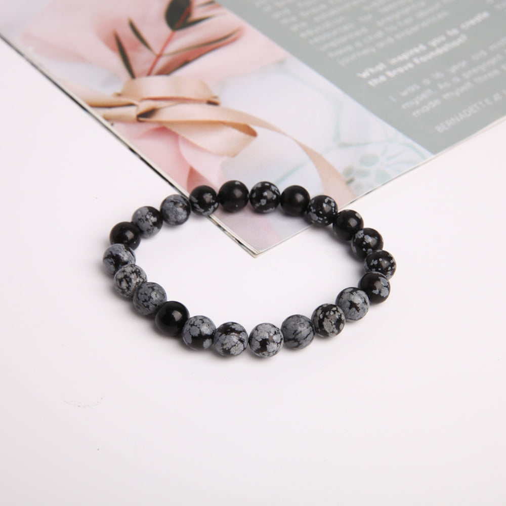 8mm Snowflake Obsidian Crystal Protection Bracelet