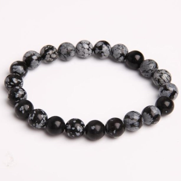 8mm Snowflake Obsidian Crystal Protection Bracelet