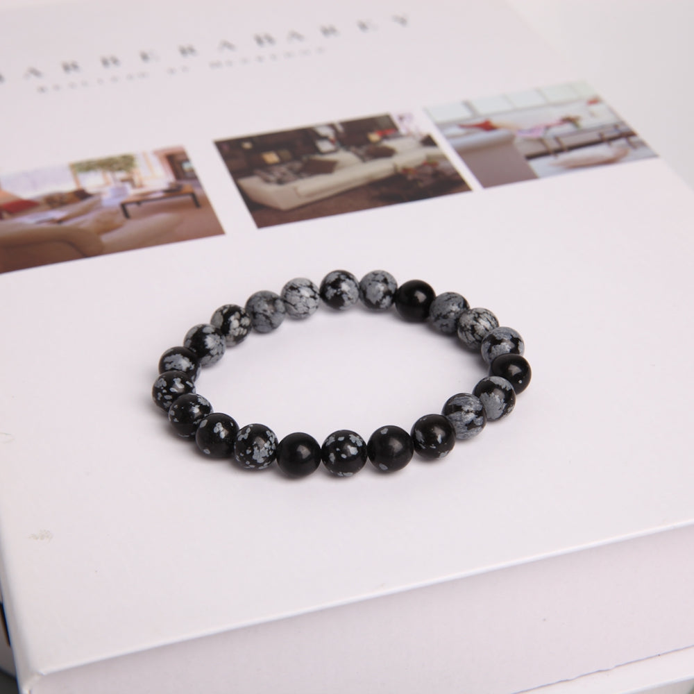 8mm Snowflake Obsidian Crystal Protection Bracelet