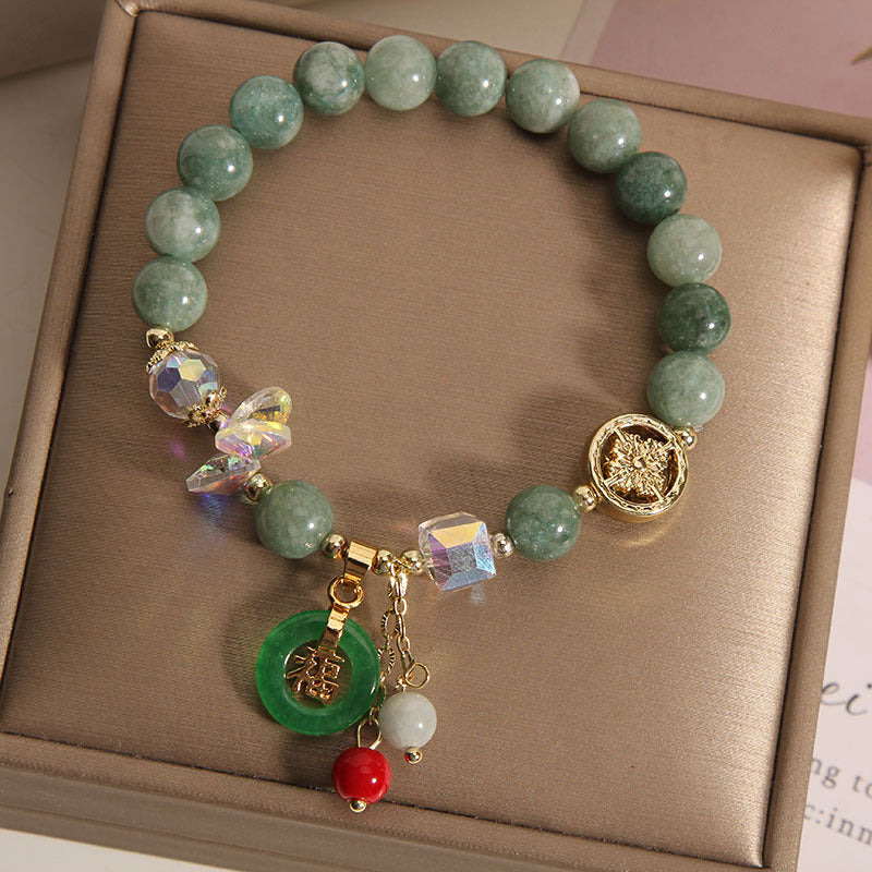 8mm Strawberry Quartz Jade Fu Charm Healing Bracelet