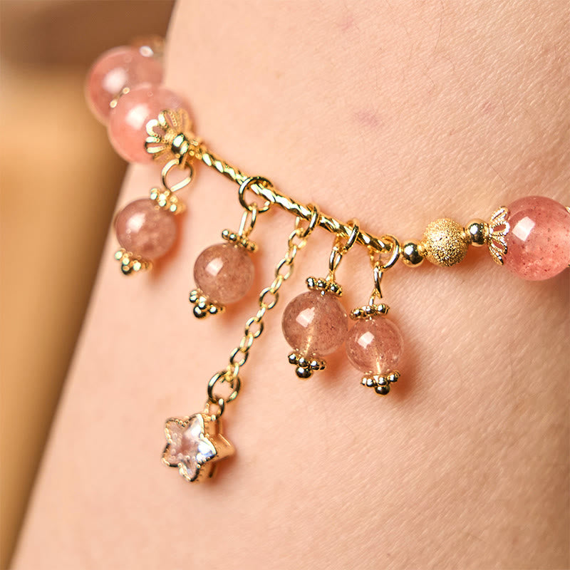 8mm Strawberry Quartz Positive Love Bracelet for Women