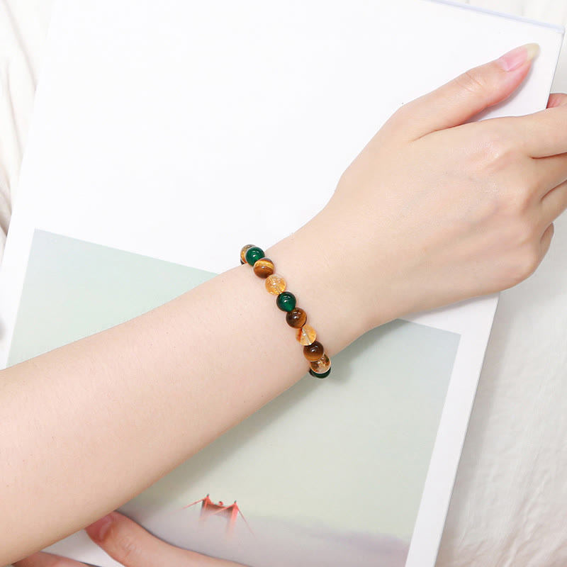 8mm Tiger Eye Green Agate Citrine Protection Bracelet