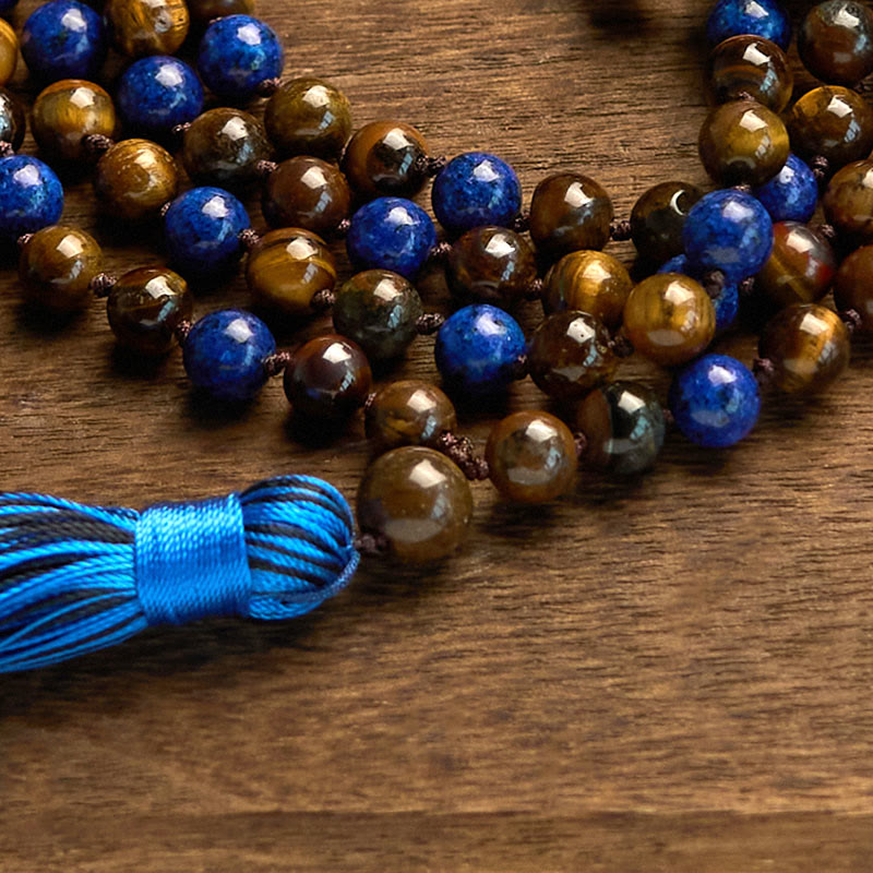 8mm Tiger Eye Lazurite Protection Bracelet for Meditation